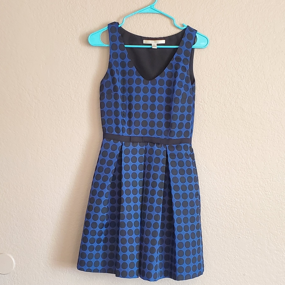 Lauren Conrad Blue & Black Polkadot dress